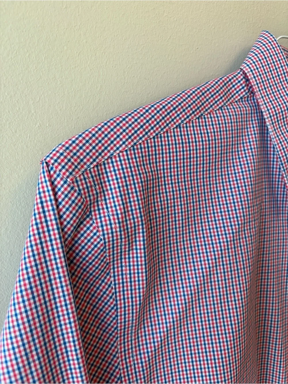 Banana Republic Men's Slim-Fit Blue and Red Micro-Check Dress Shirt